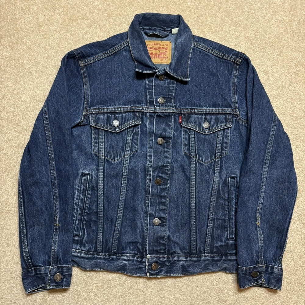 Levis Denim Jacket Mens Small Dark Blue Jean Trucker Type 3 Western 72334-0134
